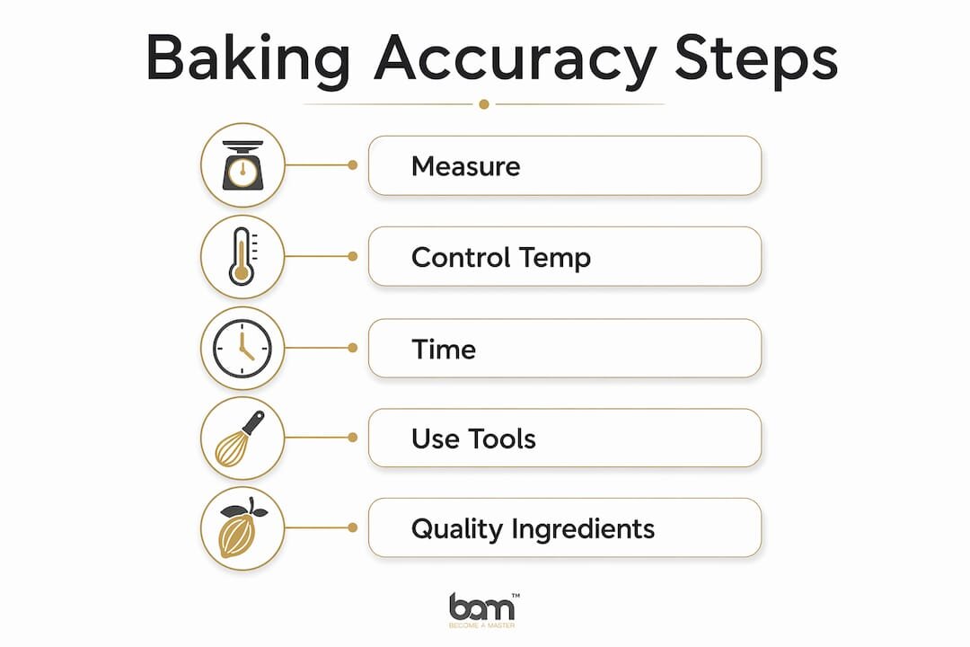 Infographic illustrating key baking accuracy steps