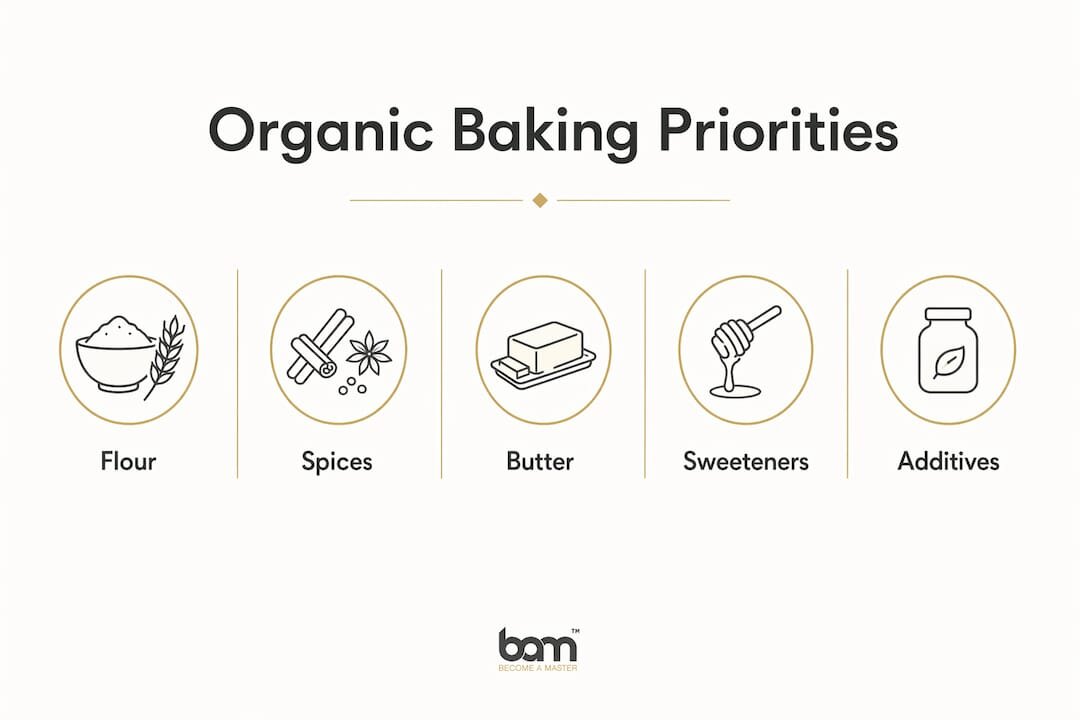 Infographic showing organic baking ingredient priorities