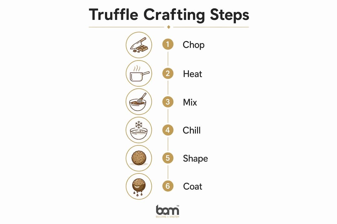Infographic showing chocolate truffle making steps