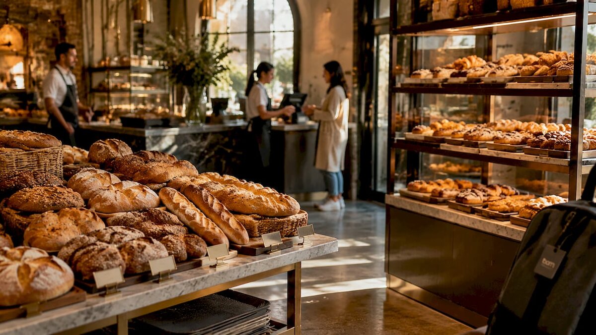 Different upscale bakery display types side by side