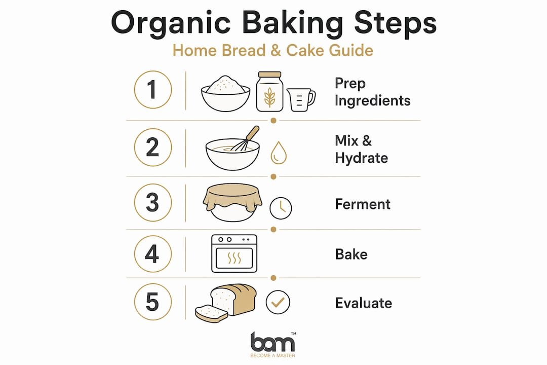Infographic shows steps for organic baking process