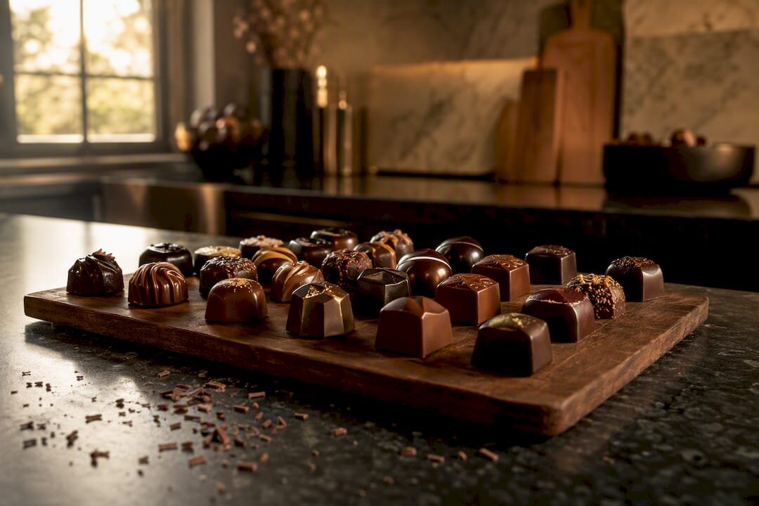 Bite-sized dessert portions arranged on tray