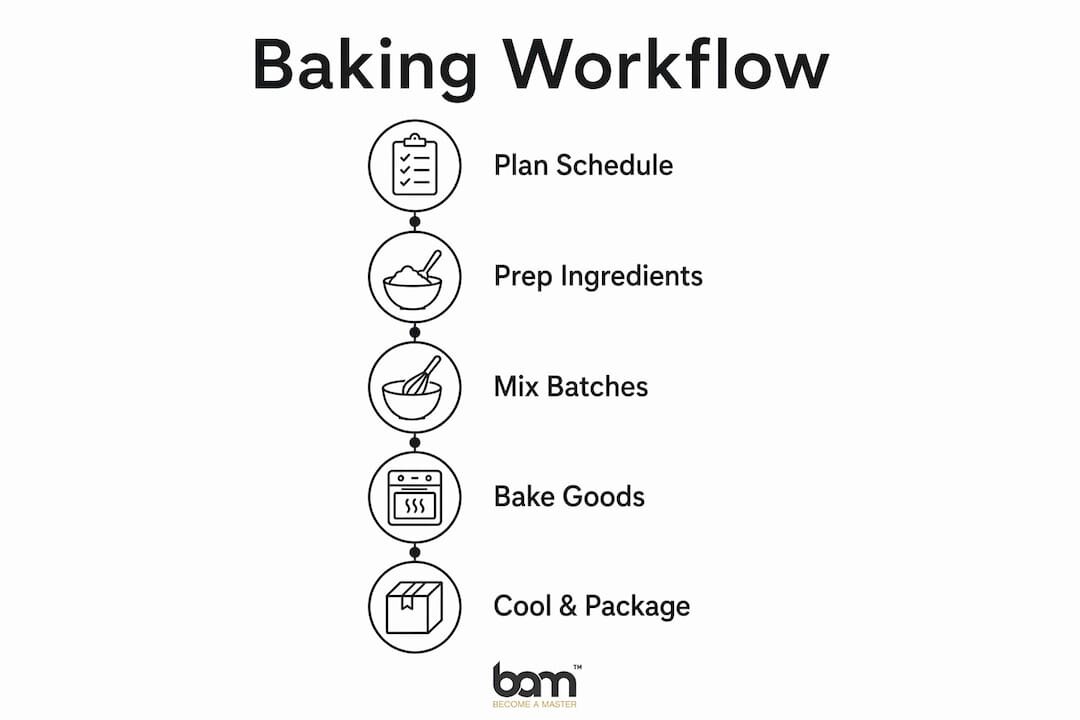 Infographic showing baking workflow steps