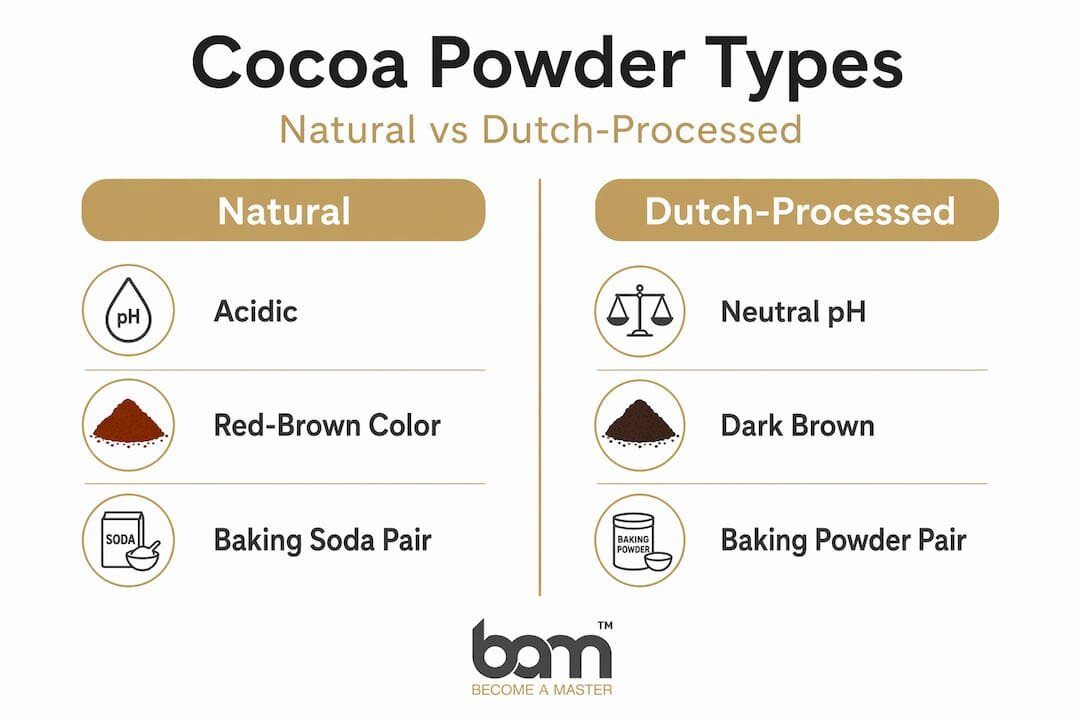Infographic comparing natural and Dutch-process cocoa powder
