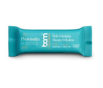 protein bar with sweetener white chocolate mango and coconut