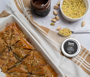 Chocolate baklava with pistachio