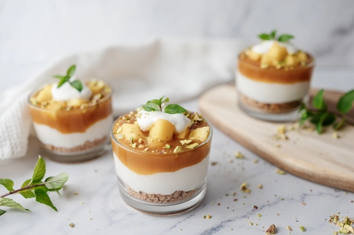 desserts with magic cream and mango