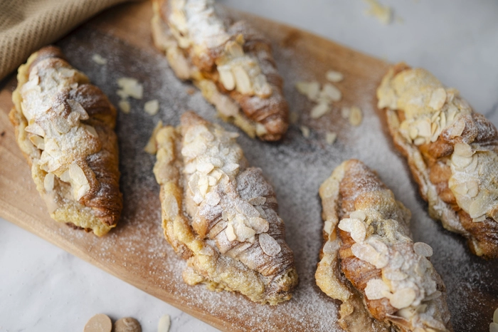 almond croissants with bam nougat chocolate (double-baked)